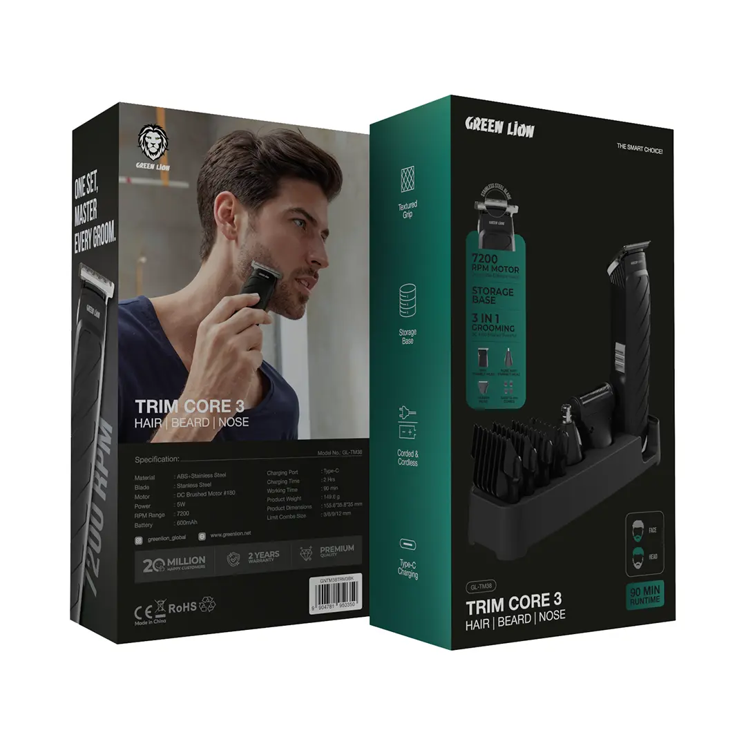 Green Lion Trim Core 3 - Hair, Beard, Nose Trimmer - Black