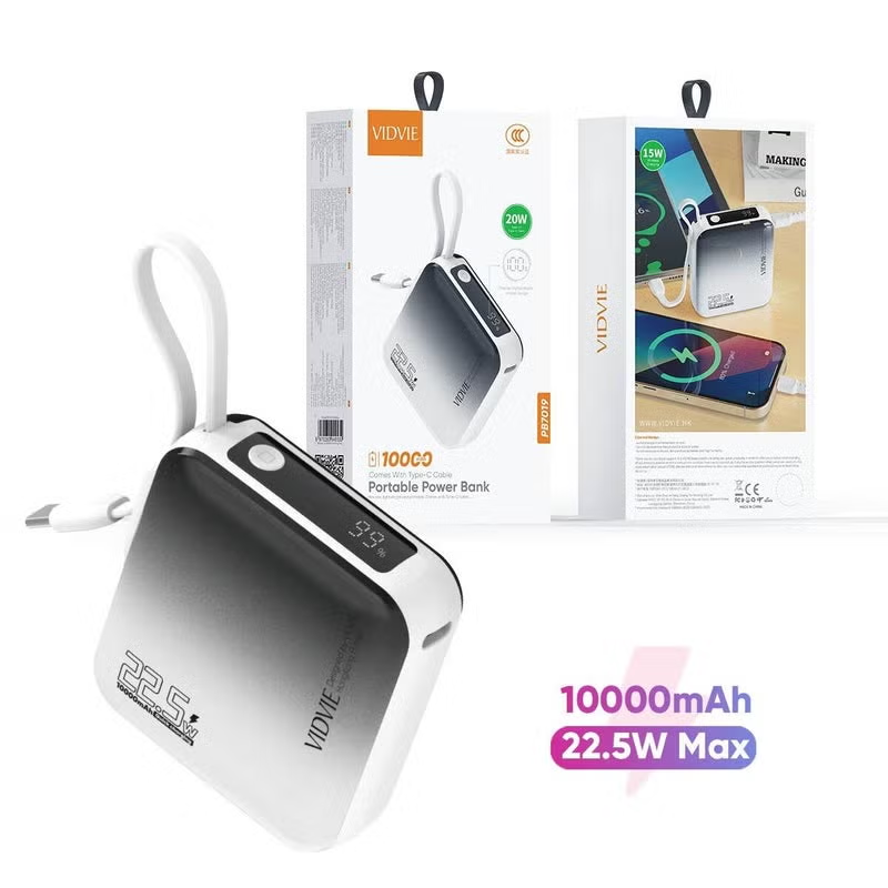 PB7019 Power Bank with Type-C Cable – Sleek Design, Powerful Performance